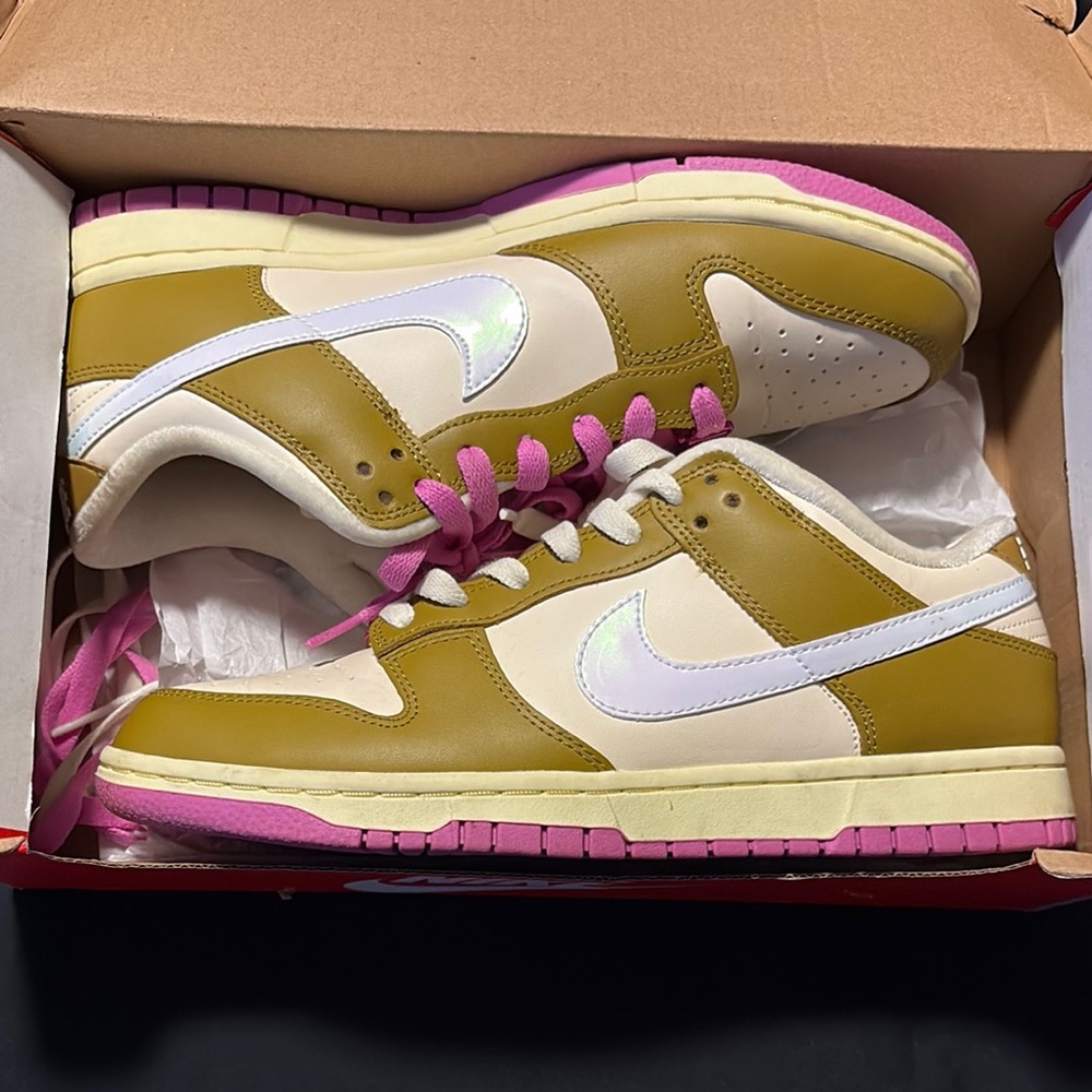 Nike Dunk Low Olive and Pink Sneakers
